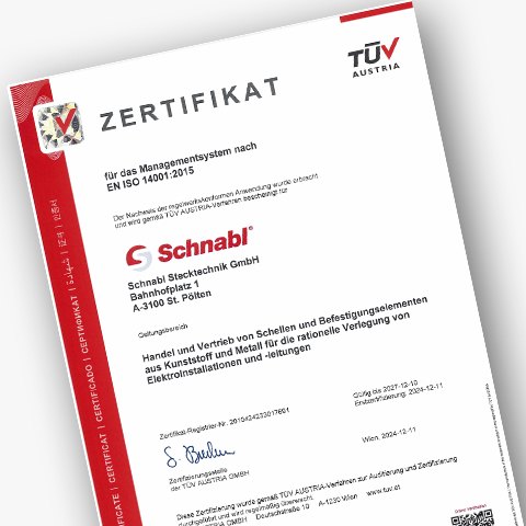 Download Zertifikat für Schnabl Management TÜV